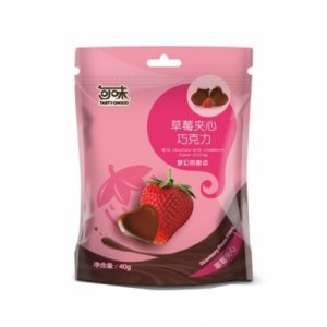 可味草莓夾心心形立式袋巧克力40克5粒