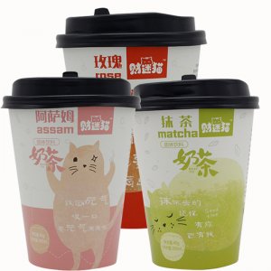 財(cái)迷貓奶茶杯裝貼牌OEM/ODM