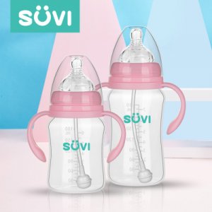 蘇維180/240/300ML寶寶PP寬口徑新生嬰兒防脹氣帶手柄奶瓶貼牌OEM/ODM
