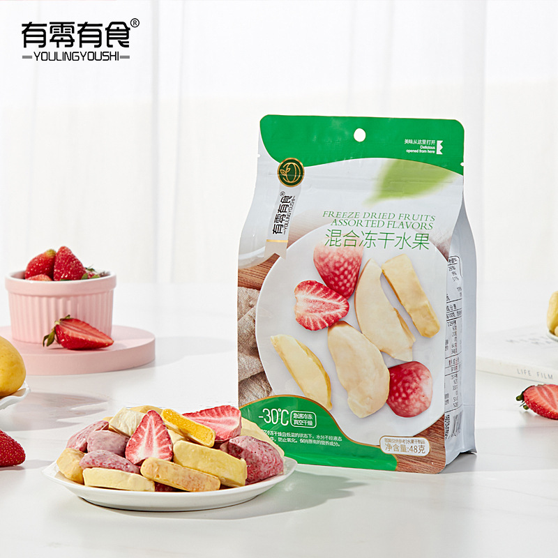 48g榴蓮干草莓干芒果干混合果干貼牌定制代加工