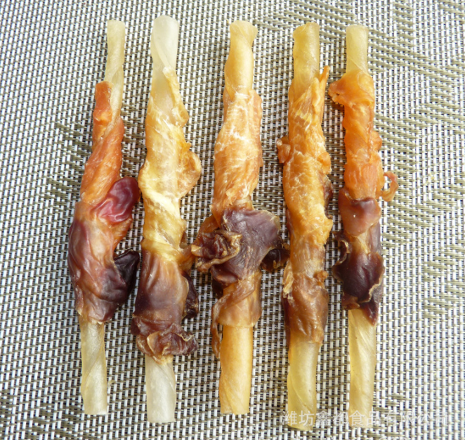 雞胗雞肉繞牛皮卷貼牌代加工oem,完全符合加工標(biāo)準(zhǔn)