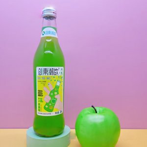 創(chuàng)東潮飲玻璃瓶汽水蘋果味380mlOEM代加工