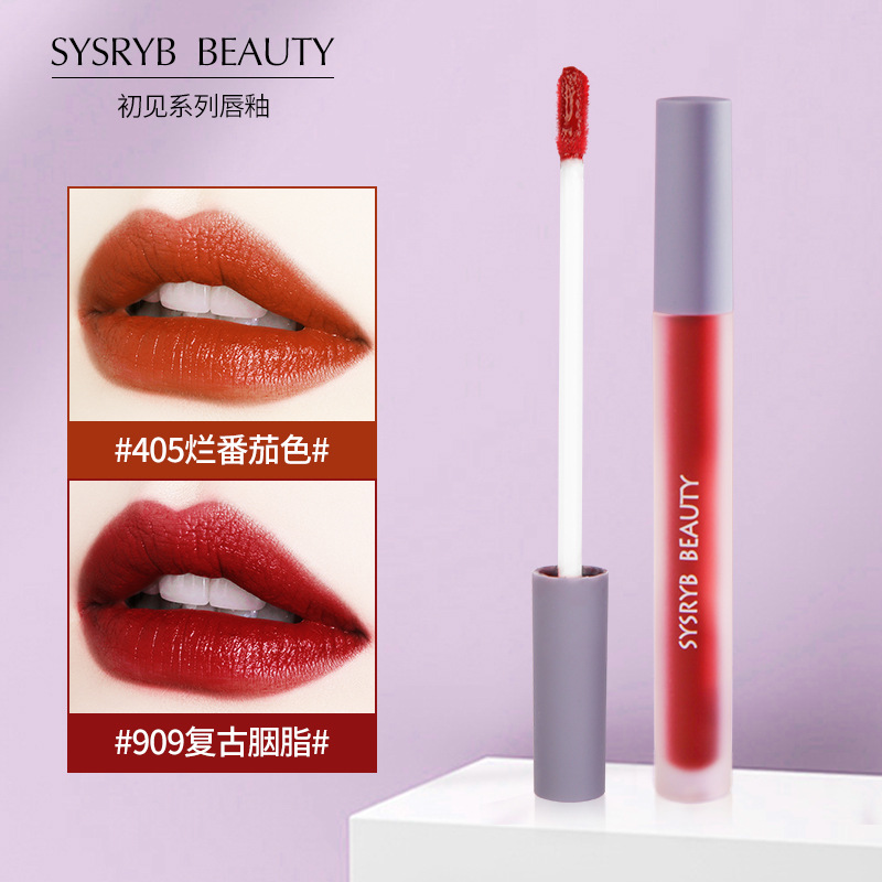 sysryb網(wǎng)紅霧面絲絨空氣唇釉輕盈不易掉色保濕滋潤(rùn)唇彩啞光批發(fā)OEM代加工