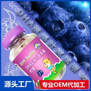 DHA藍(lán)莓葉黃素酯果汁果糖學(xué)生兒童小零食軟糖凝膠糖果維vc代工