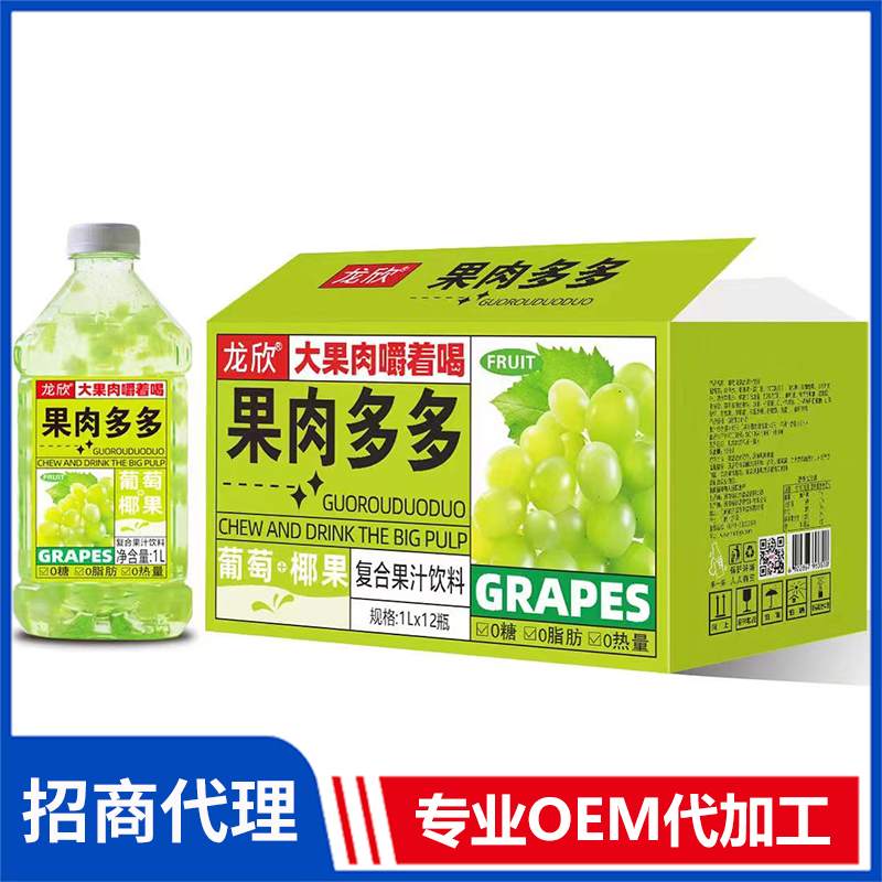 龍欣果肉多多葡萄椰果復(fù)合果汁飲料代理批發(fā) 果汁飲料OEM代加工